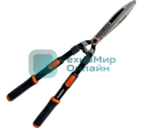 Ножницы для живой изгороди Patriot CSF 860 Т, прямые кованые лезвия, телескоп.ручки, PP+TPR рукоятки, регул-ка прижима, 860 мм