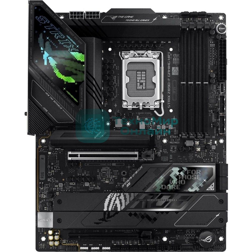 Материнская плата ASUS ROG STRIX Z890-F GAMING WIFI, LGA 1851, Intel Z890, 4xDDR5, 4xSATA, 5xM.2, 1xPCIe 5.0 x16, 1xPCIe 4.0 x4, 1xHDMI, 1xDP, 2xUSB-C, 1x 2.5Gb LAN, 4xUSB-A 3.2 Gen 1, 4xUSB-A 3.2 Gen 2, 2xUSB-A 2.0, 2xUSB-C Thunderbolt 4, 2x3.5 мм, 7.1, ATX