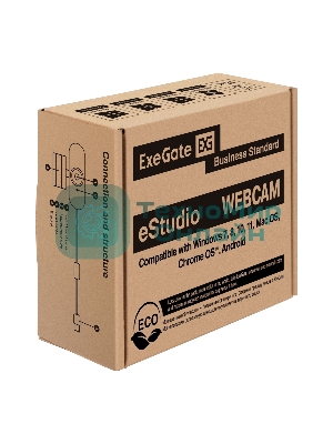 Веб-камера ExeGate eStudio EW-722 2560x1440, 30 кадр/с, USB Type-A, микрофон (2 шт, шумоподавление), автоматическая фокусировка, автоосвещение, шторка приватности, универсальное крепление