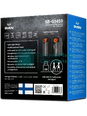 Саундбар мини SVEN SB-G1450, черный (10 Вт, питание USB, Bluetooth, подсветка)