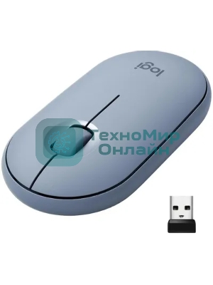 Мышь беспроводная Logitech Pebble M350 серый, 1000 dpi, радиоканал, Bluetooth, USB, кнопки - 3