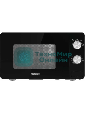 Микроволновая печь Gorenje MO20E1B черный, 20 л, 800 Вт, переключатели - поворотный механизм