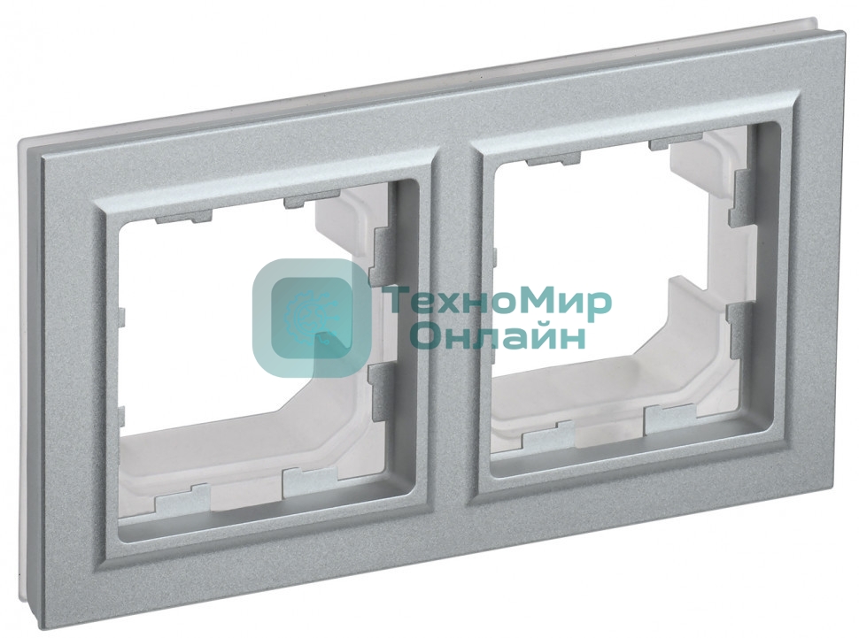 Рамка 2-местная IEK BRITE РУ-2-БрА-44 IP44 алюминий