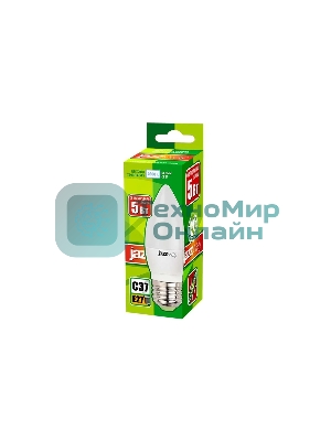 Лампа светодиодная JazzWay PLED-ECO-C37 5Вт свеча 4000К белый E27 400лм 230В