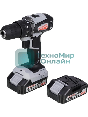 Дрель-шуруповерт ИНТЕРСКОЛ ДАУ-13/18ВК, 18 В, 2 Ач, 45 Нм, бесщеточный, ударный