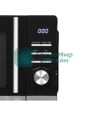 Микроволновая печь Hyundai HYM-D3005 черный/стальной, 20 л, 700 Вт, переключатели - кнопки, электронный поворотный механизм
