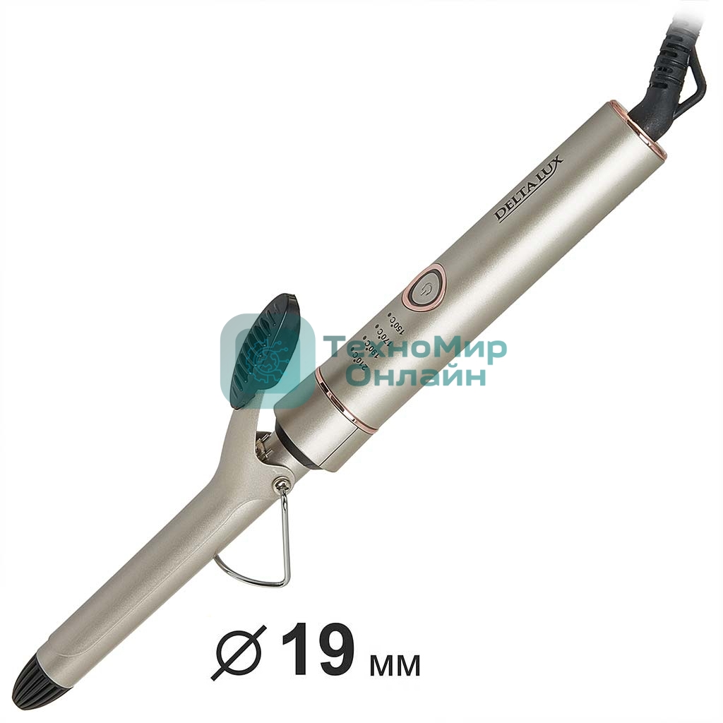 Щипцы для завивки волос DELTA LUX DE-5400 серый, 19 мм, 210 °C, 4 режима