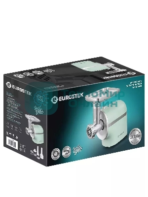 Мясорубка электрическая Eurostek EMG-0903 зеленый, 2000 Вт, 2.0 кг/мин, реверс, защита от перегрузки, насадки - 5