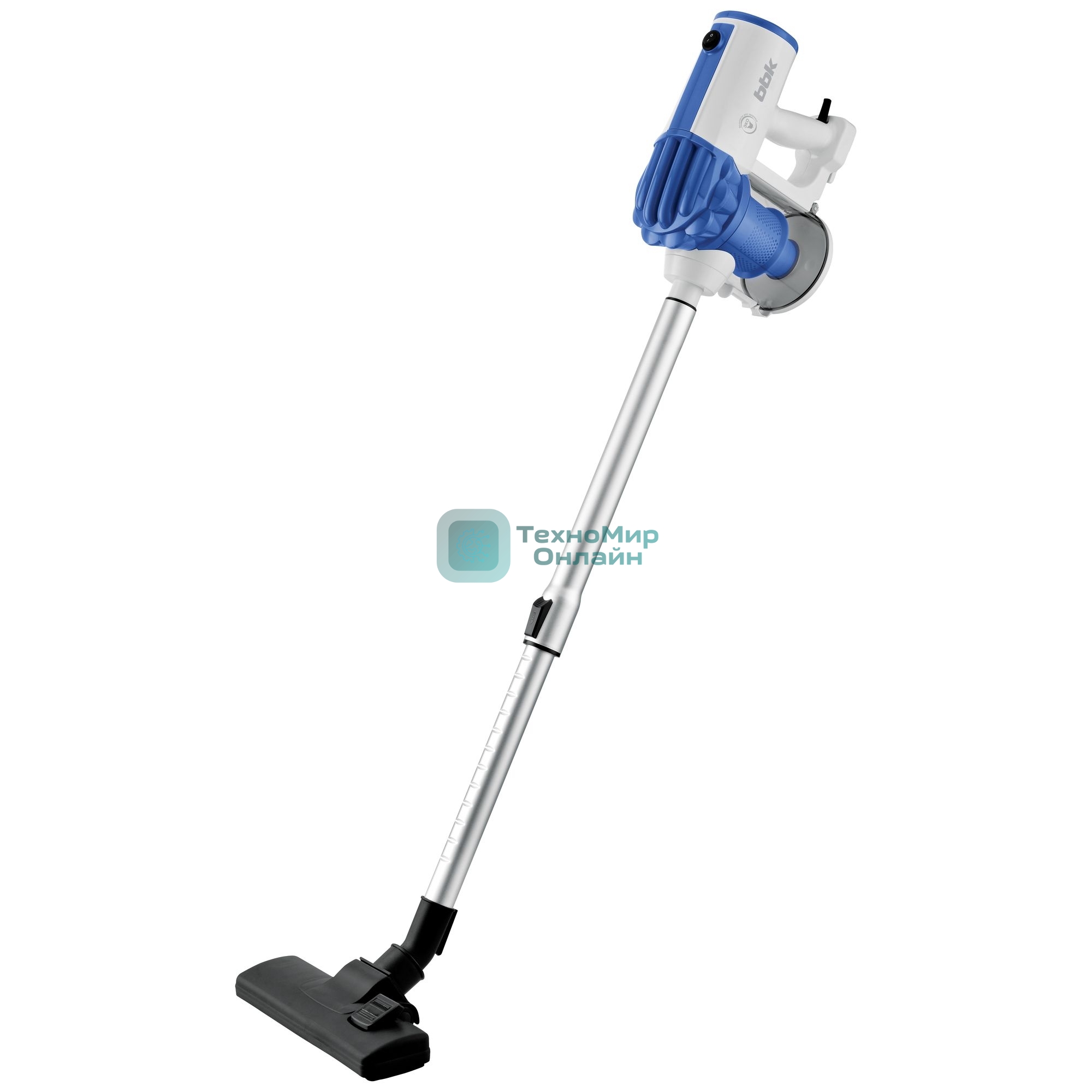 Пылесос вертикальный BBK BV2512 белый/синий, питание от сети, 100 Вт, уборка сухая, пылесборник 0.5 л