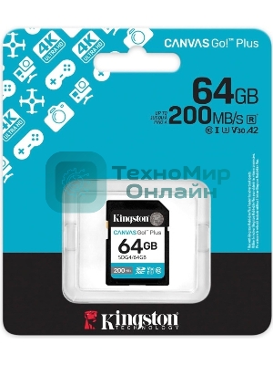 Флеш карта SDXC 64Gb Kingston SDG4/64Gb Canvas Go! Plus w/o adapter