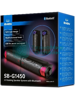 Саундбар мини SVEN SB-G1450, черный (10 Вт, питание USB, Bluetooth, подсветка)