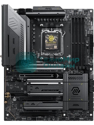 Материнская плата MSI MAG X870E TOMAHAWK MAX WIFI, AM5, AMD X870E, 4xDDR5 (до 256 ГБ), 4xSATA, 4xM.2 (2xPCIe 5.0, 2xPCIe 4.0), 1xPCIe 5.0 x16, 1xPCIe 4.0 x16, 1xPCIe 3.0 x16, 1xHDMI, 1x5Gb LAN, Wi-Fi 7, Bluetooth 5.4, 2xUSB-C 40Gbps (USB4), 1xUSB-C 10Gbps, 2xUSB-A 10Gbps, 3xUSB-A 5Gbps, 4xUSB-A 2.0, 3x3.5 мм + S/PDIF оптический, 7.1, чёрный, ATX