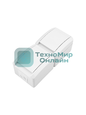 Блок вертикальный 2 розетки (керамика) Kranz INDUSTRIAL IP54 с заземлением, о/у, белый