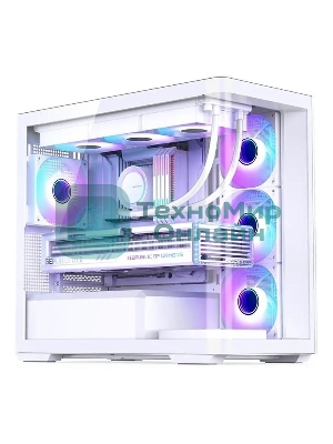 Корпус без блока питания JONSBO D300, Mini-Tower, TG, no fan, 2xUSB-A 3.2 + 1xUSB-C 3.2, mATX, mITX White