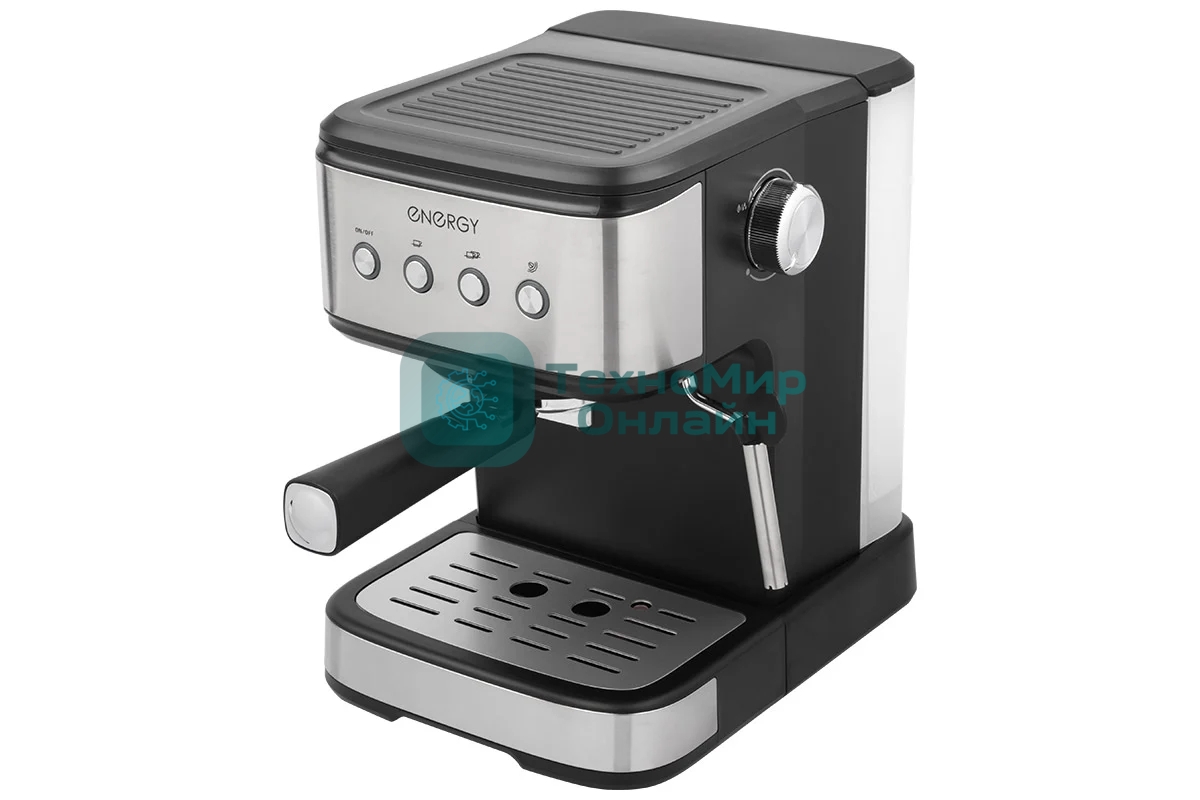 Кофеварка рожковая ENERGY EN-264R (108170) стальной/черный, исп. кофе - молотый, 1.5 л, 1100 Вт, 20 бар