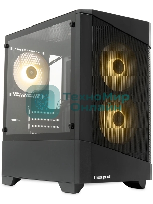 Компьютерный корпус HSPD M330, Mesh Mini-tower, черный, TG, 0.6 SPCC, 3x120mm ARGB mATX, mITX 175/330/160mm 2x2.5