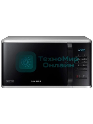 Микроволновая печь Samsung MS23K3513AS/BW серебристый/черный, 23 л, 800 Вт, переключатели - кнопки