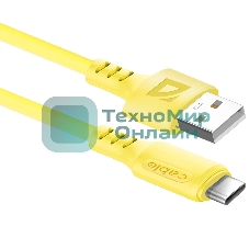 Кабель Defender F207, USB 2.0 (AM) - Type-C, 1 м, 2.4А, силиконовая оплетка, желтый.