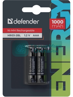 Аккумуляторная батарея Defender HR03-2BL 1000 mAh ААА, Ni-MH, блистер, 2 шт.