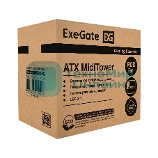 Компьютерный корпус Miditower ExeGate EVO-9211-450NPX (ATX, БП 450NPX с вент. 12см, с окном, 2хUSB+1хUSB3.0, HD аудио, черный, 1 вент. с RGb подсветкой)