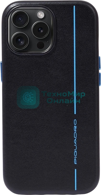 Чехол Piquadro для Apple iPhone 15 Pro Blue Square черный (AC6438B2/N)