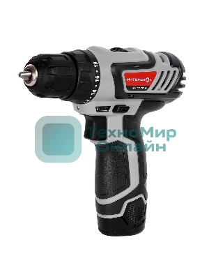 Аккумуляторная дрель-шуруповерт ИНТЕРСКОЛ ДА-10/12ЭР 28 ПРОМО, 12В, 1400 об/мин, с 1 АКБ 2 Ач и ЗУ