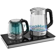 Чайный набор Kitfort КТ-6776 1.8л. 2200Вт черный/нержавеющая сталь корпус: Металл/стекло/пластик