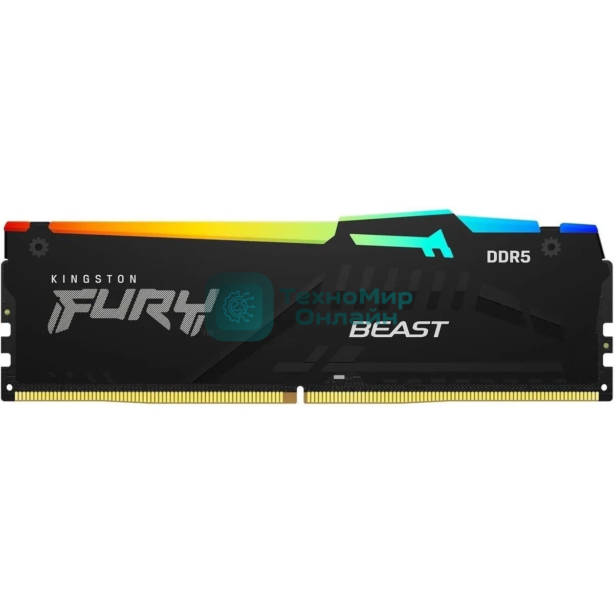 Оперативная память Kingston Fury Beast, DDR5, 32Gb (1x32Gb), 6000MHz, CL30, DIMM, с радиатором, RGb, черный