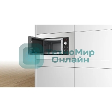 Встраиваемая микроволновая печь Bosch BFL623MS3 нержавеющая сталь, 20 л, 800 Вт, переключатели - поворотный механизм/сенсор