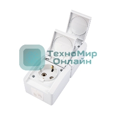 Блок вертикальный 2 розетки (керамика) Kranz INDUSTRIAL IP54 с заземлением, о/у, белый