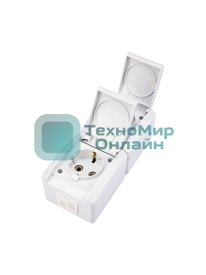 Блок вертикальный 2 розетки (керамика) Kranz INDUSTRIAL IP54 с заземлением, о/у, белый