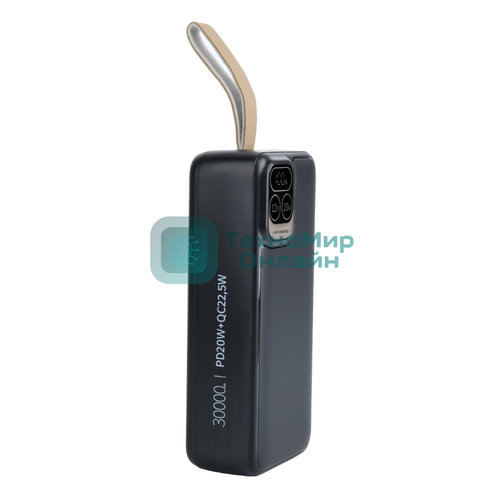 Портативный аккумулятор Perfeo Powerbank Atomic Age 30000 mAh/LED дисплей/PD + QC 3.0/Type-C/2 USB/Выход: 5A, max 22.5Wчерный (PF_E1478)
