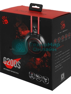Гарнитура Bloody G200S чёрный/красный, проводная, подсветка