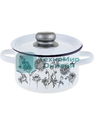 Кастрюля Appetite 1с15с/1 JE TAIME с крышкой, эмалированная сталь, цилиндрическая 1,5 л