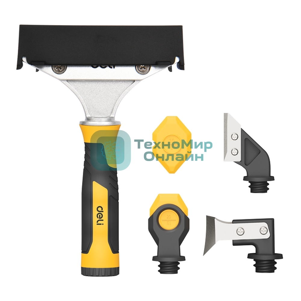 Шпатель-скребок многофункциональный 6-в-1 Deli DL365108 прорезиненная рукоятка