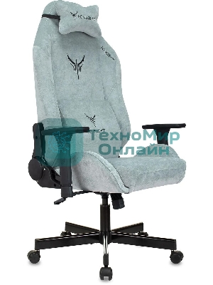 Кресло игровое Бюрократ Knight N1 Fabric серо-голубой Light-28 с подголов. крестовина металл