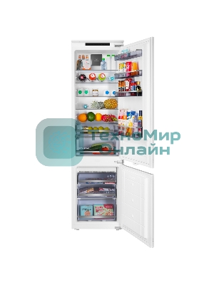 Встраиваемый холодильник Maunfeld MBF193NFFWGR Inverter белый двухкамерный 225/57 л морозилка снизу, NoFrost
