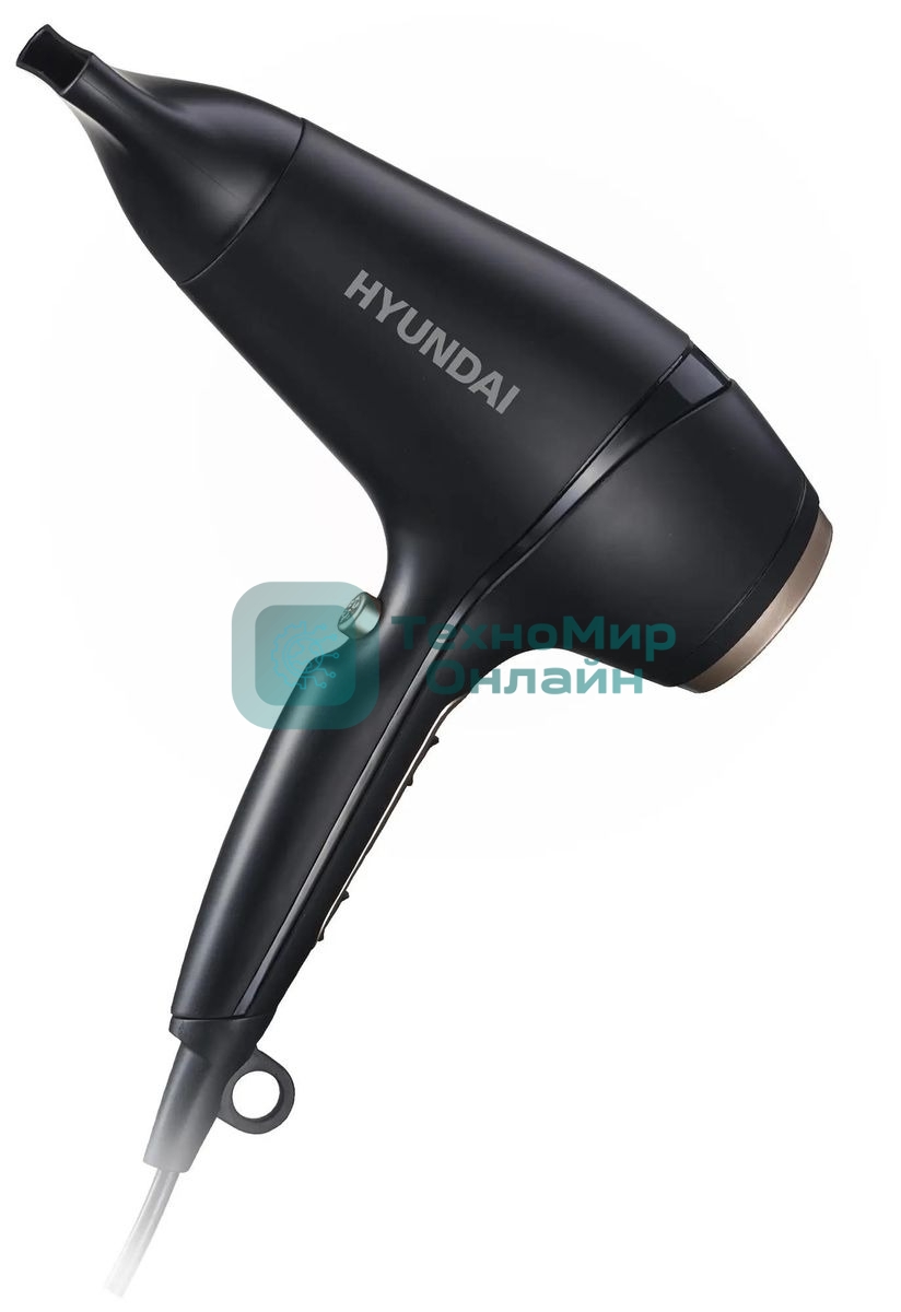 Фен Hyundai H-HD0767 черный, 2000 Вт, ионизация