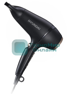Фен Hyundai H-HD0767 черный, 2000 Вт, ионизация