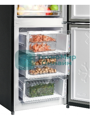 Холодильник Nordfrost RFC 390D NFGB черное матовое стекло двухкамерный 240/95л морозилка снизу
