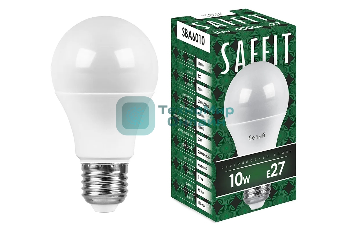 Лампа светодиодная SAFFIT SBA6010 (55005) 10Вт Е27 белый