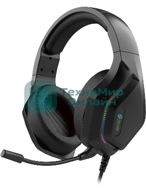 Гарнитура Oklick HS-L600G чёрный, проводная, USB, подсветка