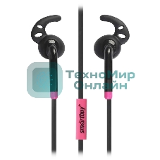 Проводные наушники Smartbuy Fit SBH-410 черный/розовый, внутриканальные, Jack 3.5 мм