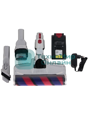 Пылесос вертикальный Sharp ECSB72RS серебристый/красный, питание от аккумулятора, 95 Вт, уборка сухая, пылесборник 1 л, работа от АКБ max 36 мин