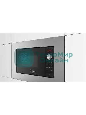 Встраиваемая микроволновая печь Bosch BFL623MS3 нержавеющая сталь, 20 л, 800 Вт, переключатели - поворотный механизм/сенсор