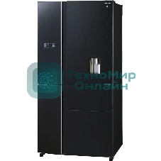 Холодильник Sharp SJWX99ABK черный четырехкамерный 423/227л морозилка снизу, No Frost, Side by Side