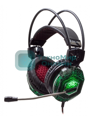 Гарнитура Oklick HS-L500G зелёный/чёрный, проводная, USB/3.5 мм