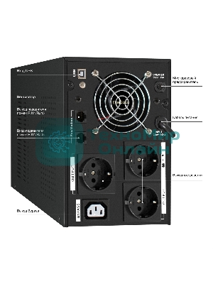 Источник бесперебойного питания (инвертор, синус, для котла) ExeGate SineTower SN-2000.LCD.AVR.3SH.1C13.RJ.USB 2000VA/1600W, чистая синусоида, LCD дисплей, AVR, 3*Schuko+1*C13, RJ45/11, USB, линейно-интерактивный, черный