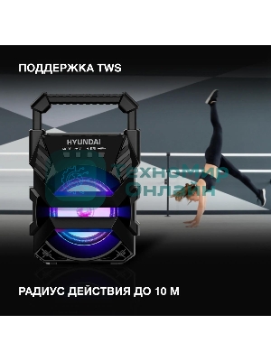 Колонка портативная Hyundai H-PS1000 черный 9 Вт 1.0 BT/USB 10м 500mAh
