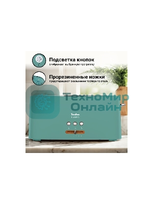 Тостер Tesler TT-140, зеленый, 980 Вт, 1 слот